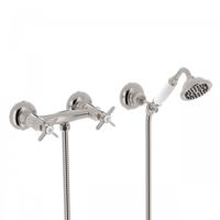 Douchemengkraan Tres Clasic 2 Kruisgreep Incl Handdouche en Doucheslang RVS - thumbnail