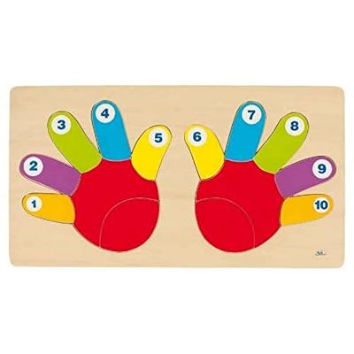 Goki houten telpuzzel hand, 14st.
