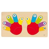 Goki houten telpuzzel hand, 14st. - thumbnail