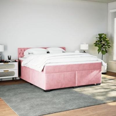 Boxspring met matras fluweel roze 180x200 cm