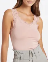 Hemdje met kant - Lace Top - Barbera - Viscose kanten onderhemd - Singlet met brede bandjes - Zwart - Huidskleur - Wit - Lingerie top - thumbnail