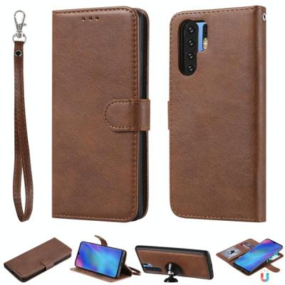 Voor Huawei P30 Pro Solid Color Horizontal Flip Protective Case met Holder & Card Slots & Wallet & Photo Frame & Lanyard(Brown)