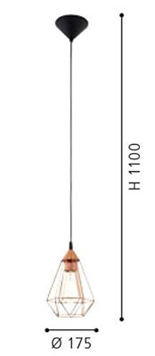 Eglo HanglampTarbes 17cm koper - 94193