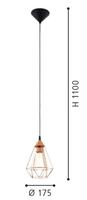 Eglo HanglampTarbes 17cm koper - 94193 - thumbnail