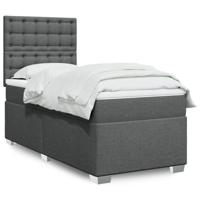 Boxspring met matras stof donkergrijs 90x190 cm - thumbnail
