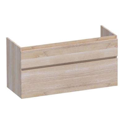 Brauer Delight - Onderkast - 120 cm - met 2 Softclose Lades Greeploos en 2 Sifon Uitsparingen - Lamellen Eiken Wit