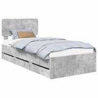 Bedframe met lade Beton Grijs 75 x 190 cm Geconstrueerd hout - thumbnail