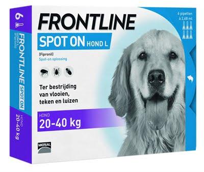 Frontline spot-on anti-vlooienmiddel voor de hond L / 20-40 kg 6 pipetten Frontline spot-on anti-vlooienmiddel voor de hond L / 20-40 kg 6 pipetten