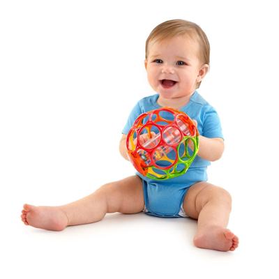 BRIGHT STARS Oball Easy-Grip Rain Stick BPA-vrij babyspeelgoed, rood, geel, groen en blauw, voor pasgeborenen
