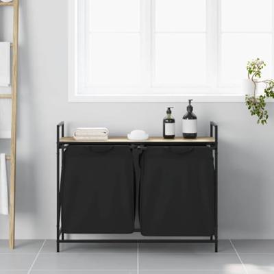 VidaXL Wasmand 2 vakken met plank sonoma eikenkleurig VidaXL Wasmand 2 vakken met plank sonoma eikenkleurig