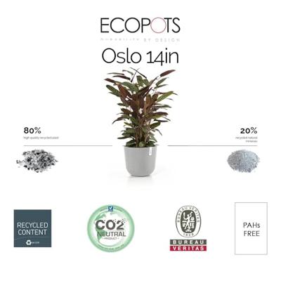Ecopots Oslo kunststof bloempot Wit/Grijs - Ø 33,1 cm