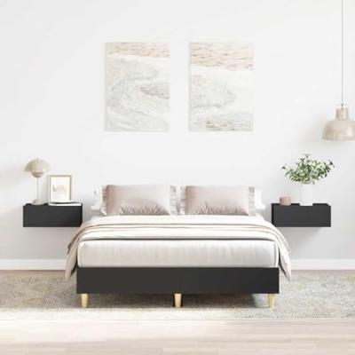 Bedframe zonder matras 135x190 cm spaanplaat zwart