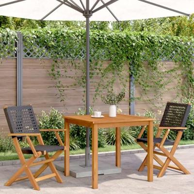 Tuinstoelen 2 st massief acaciahout en poly rattan zwart Tuinstoelen 2 st massief acaciahout en poly rattan zwart