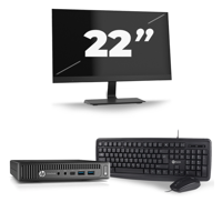 HP EliteDesk 800 G2 USFF - Intel Core i5-6e Generatie - 8GB RAM - 256GB SSD - Windows 11 + 1x 22 inch Monitor - thumbnail