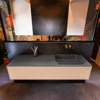 Badkamermeubelset Mondiaz Erin 150 cm met 1 Lade met RIDGE Wastafel Rechts Dark grey Zonder Kraangaten Greeploos Mat Rosee - thumbnail