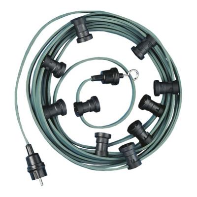 Prikkabel met 30 fittingen E27 lengte 30 meter groen