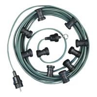 Prikkabel met 30 fittingen E27 lengte 30 meter groen - thumbnail
