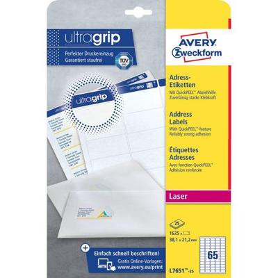 Etiket Avery L7651-25 38.1x21.2mm wit 1625 etiketten | 5 stuks