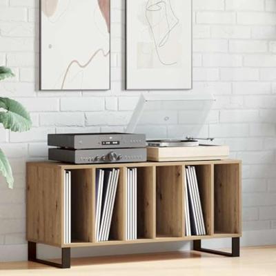 Platenkast met plank artisanaal eikenkleurig 100 x 38 x 48 cm