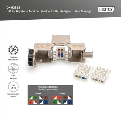 Digitus DN-93617 RJ45-inbouwmodule Keystone CAT 6A 1 stuk(s) Digitus DN-93617 RJ45-inbouwmodule Keystone CAT 6A 1 stuk(s)