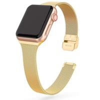 Milanese slim fit bandje - Goud - Geschikt voor Apple Watch 44mm / 45mm / 46mm / 49mm - thumbnail
