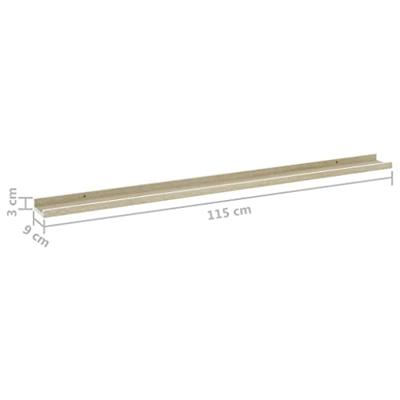 VidaXL Wandschappen 2 st 115x9x3 cm wit en sonoma eikenkleurig