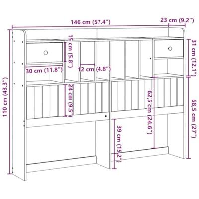 Hoofdbord met opbergruimte 140 cm massief grenenhout wasbruin Hoofdbord met opbergruimte 140 cm massief grenenhout wasbruin