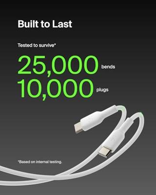 Kabel USB-C naar USB-C Belkin CAB003BT2MWH Wit 2 m Kabel USB-C naar USB-C Belkin CAB003BT2MWH Wit 2 m