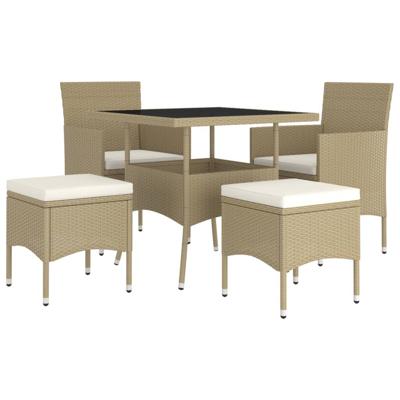 5-delige Loungeset poly rattan beige