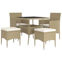 5-delige Loungeset poly rattan beige - thumbnail