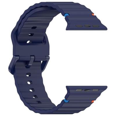 By Qubix - Wave sportband - Donkerblauw - Compatible met Apple Watch 44mm / 45mm / 46mm / 49mm - Compatible Apple watch bandjes