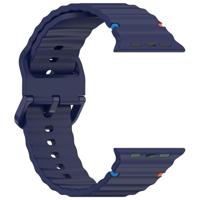 By Qubix - Wave sportband - Donkerblauw - Compatible met Apple Watch 38mm / 40mm / 41mm / 42mm - Compatible Apple watch bandjes - thumbnail