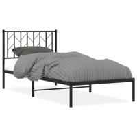 Bedframe met hoofdbord metaal zwart 90x200 cm - thumbnail