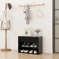 VidaXL Schoenenbank 60x30x45 cm bewerkt hout zwart - thumbnail