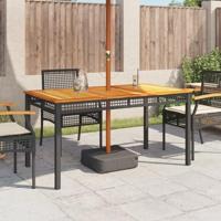 Tuintafel 140x80x75 cm poly rattan en acaciahout zwart - thumbnail
