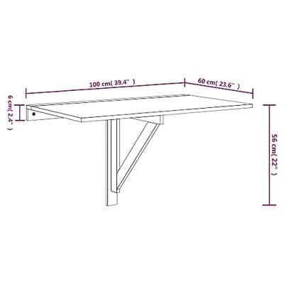 Wandtafel inklapbaar 100x60x56 cm bewerkt hout betongrijs - thumbnail