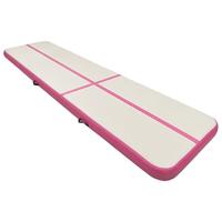 VidaXL Gymnastiekmat met pomp opblaasbaar 800x100x20 cm pvc roze - thumbnail