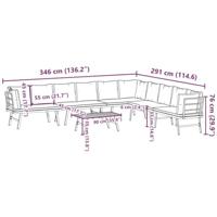 5-delige Tuinbankenset met kussens gepoedercoat staal zwart - thumbnail