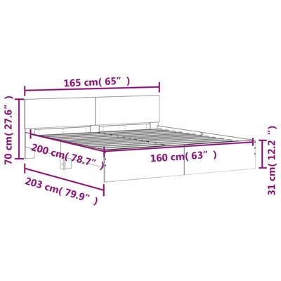 Bedframe met hoofdeinde betongrijs 180x200 cm