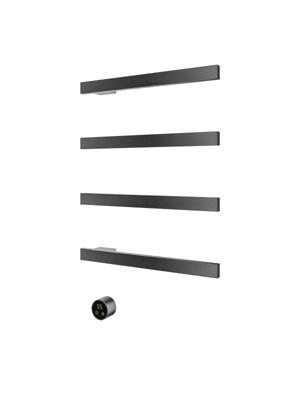 Hotbath &MORE set van 4 rails RAS50 SQUARE 50 cm met separate schakelaar en inbouw element Geborsteld Gunmetal PVD (RAS50-4BGP)