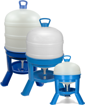 Pluimvee drinktoren 20 l blauw met sifon op pootjes