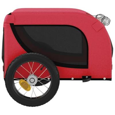 VidaXL Hondenfietstrailer oxford stof en ijzer rood en zwart VidaXL Hondenfietstrailer oxford stof en ijzer rood en zwart