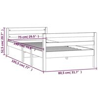 Bedframe massief grenenhout wit 75x190 cm - thumbnail