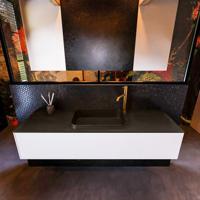 Badkamermeubelset Mondiaz Erin 150 cm met 1 Lade met RIDGE Wastafel Midden Urban met 1 kraangat Greeploos Mat Talc - thumbnail