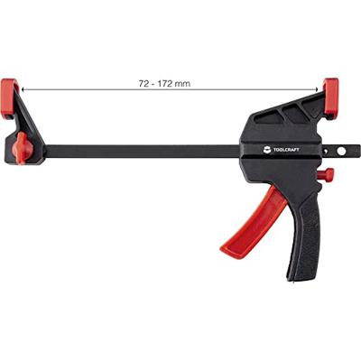 TOOLCRAFT TO-6743691 Eenhandsklem Spanbreedte (max.):100 mm Afmeting, lengte: 180 mm Afm. werkbereik:35 mm