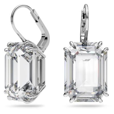 Swarovski 5636569 Oorhangers Millenia Octagon zilverkleurig-wit 10 x 22 mm