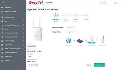 Draytek VigorAP 903 1300 Mbit/s Wit Power over Ethernet (PoE)