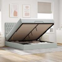 Ottoman bed met matrassen 160x200cm fluweel lichtgrijs - thumbnail