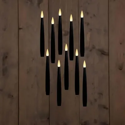 Anna&apos;s Collection LED zwevende kaars 3d flame 15 cm zwart 10 stuks