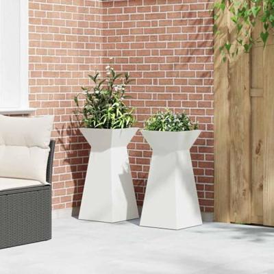VidaXL Pilaar plantenbak 2 pcs wit 35 x 35 x 73 cm VidaXL Pilaar plantenbak 2 pcs wit 35 x 35 x 73 cm